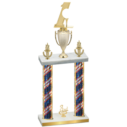 Double Flag USA Third Place Golf Trophy