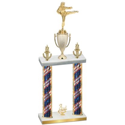Double Flag USA Third Place Karate Trophy
