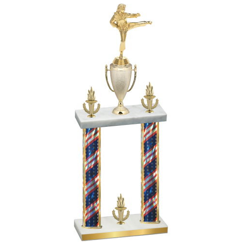 Double Flag USA Victory Karate Trophy