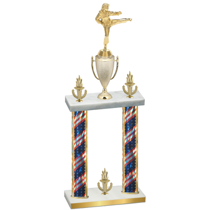 Double Flag USA Victory Karate Trophy