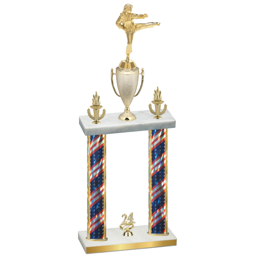 Double Flag USA Year Karate Trophy