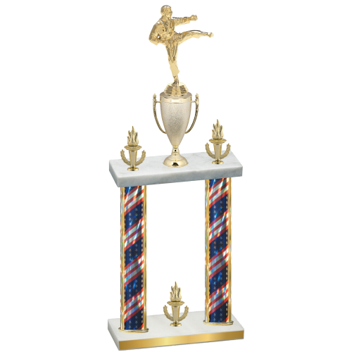 Double Flag USA Victory Karate Trophy