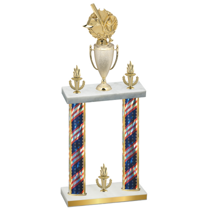 Double Flag USA Victory Baseball Trophy