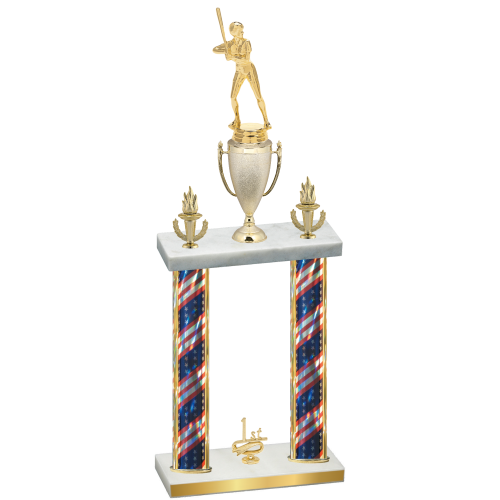 Double Flag USA First Place Softball Trophy