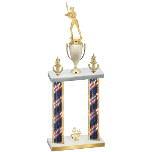 Double Flag USA Fourth Place Softball Trophy