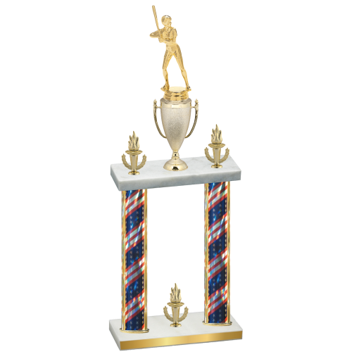 Double Flag USA Victory Softball Trophy