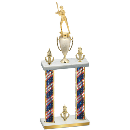 Double Flag USA Victory Softball Trophy