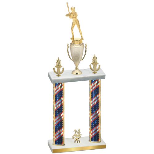 Double Flag USA Year Softball Trophy