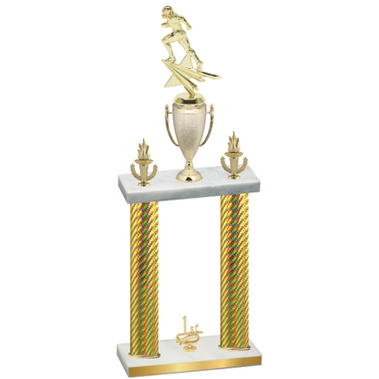 Double Gold Carbon Fiber First Place Football Trophy