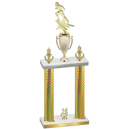 Double Gold Carbon Fiber Year Football Trophy