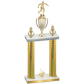 Double Gold Carbon Fiber First Place Soccer Trophy