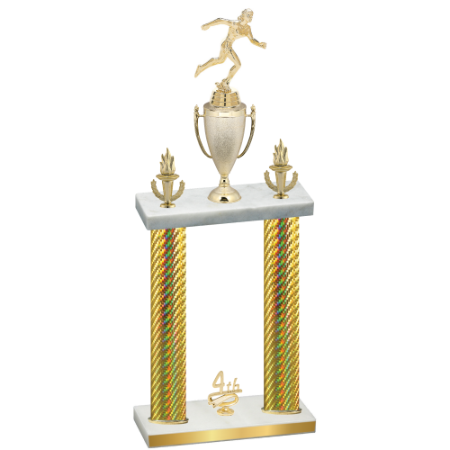 Double Gold Carbon Fiber Fourth Place Running Trophy