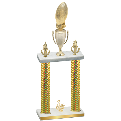 Double Gold Carbon Fiber Third Place Football Trophy