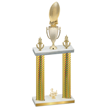 Double Gold Carbon Fiber Third Place Football Trophy