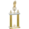 Double Gold Carbon Fiber Fourth Place Football Trophy