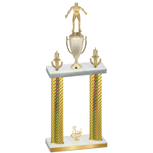 Double Gold Carbon Fiber Third Place Wrestling Trophy