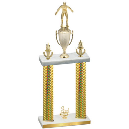 Double Gold Carbon Fiber Third Place Wrestling Trophy
