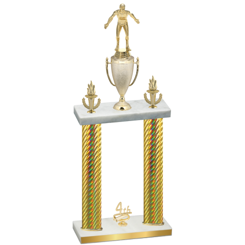 Double Gold Carbon Fiber Fourth Place Wrestling Trophy