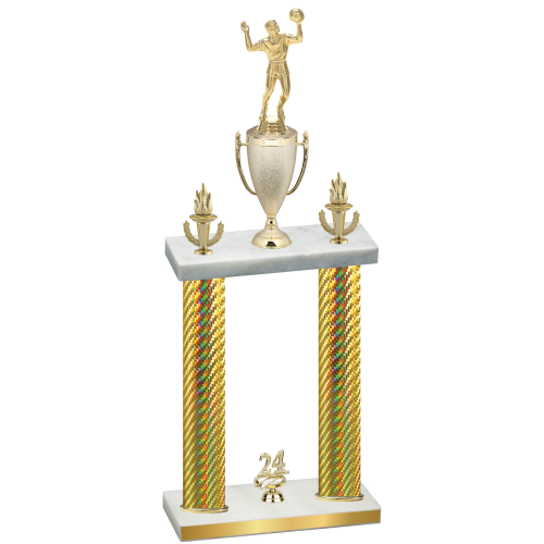 Double Gold Carbon Fiber Year Volleyball Trophy