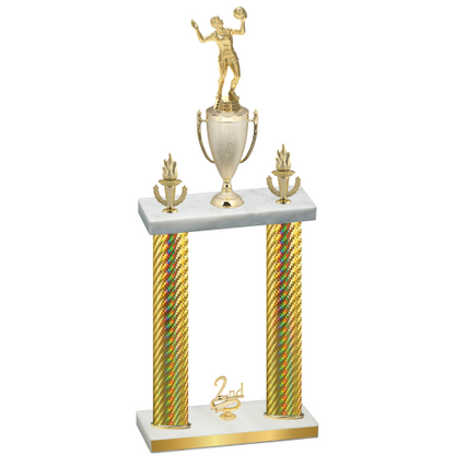 Double Gold Carbon Fiber Second Place Volleyball Trophy