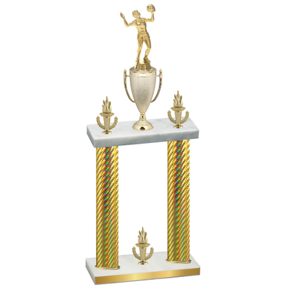 Double Gold Carbon Fiber Victory Volleyball Trophy