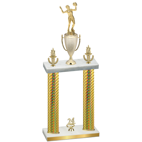 Double Gold Carbon Fiber Year Volleyball Trophy
