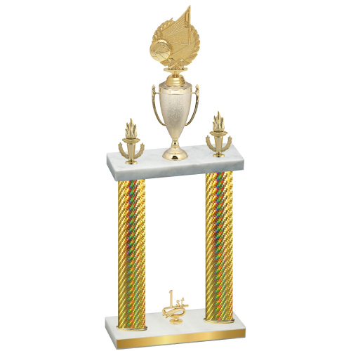 Double Gold Carbon Fiber First Place Volleyball Trophy
