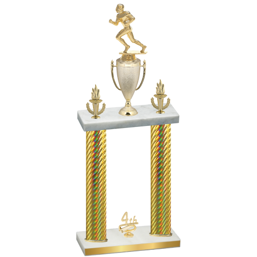 Double Gold Carbon Fiber Fourth Place Football Trophy