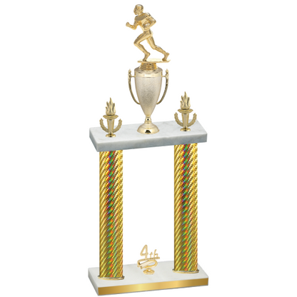 Double Gold Carbon Fiber Fourth Place Football Trophy