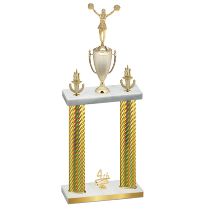 Double Gold Carbon Fiber Fourth Place Cheerleading Trophy