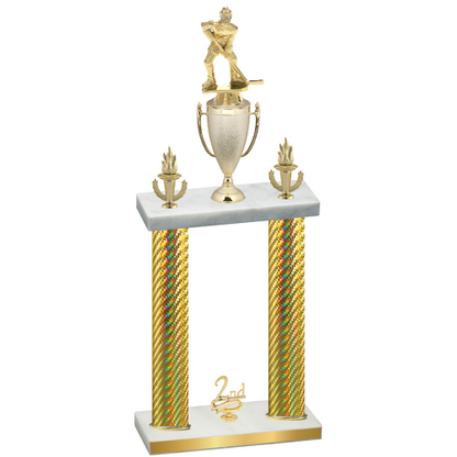 Double Gold Carbon Fiber Second Place Hockey Trophy