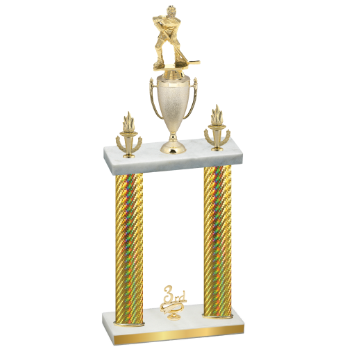 Double Gold Carbon Fiber Third Place Hockey Trophy