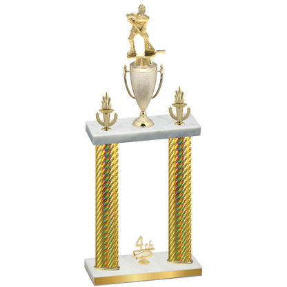 Double Gold Carbon Fiber Fourth Place Hockey Trophy