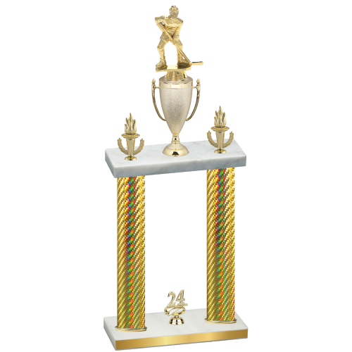 Double Gold Carbon Fiber Year Hockey Trophy
