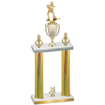 Double Gold Carbon Fiber Year Hockey Trophy