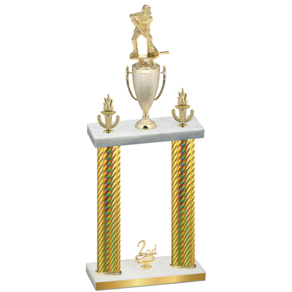 Double Gold Carbon Fiber Second Place Hockey Trophy