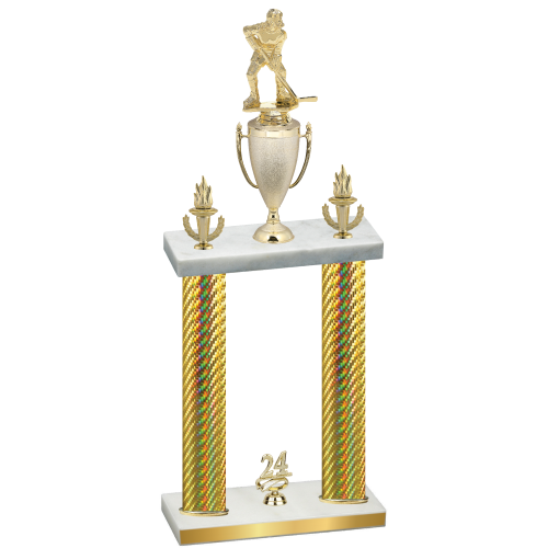 Double Gold Carbon Fiber Year Hockey Trophy