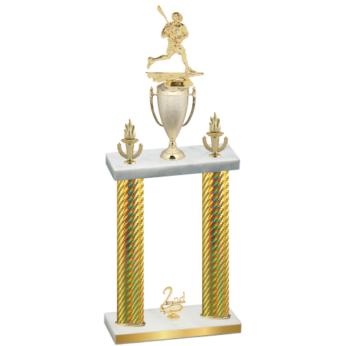 Double Gold Carbon Fiber Second Place Lacrosse Trophy