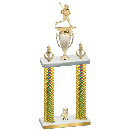Double Gold Carbon Fiber Year Lacrosse Trophy
