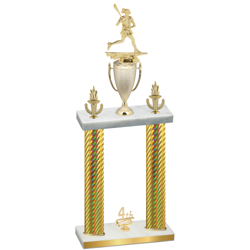 Double Gold Carbon Fiber Fourth Place Lacrosse Trophy
