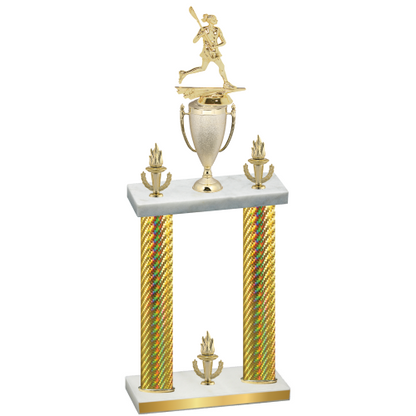 Double Gold Carbon Fiber Victory Lacrosse Trophy