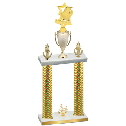 Double Gold Carbon Fiber Third Place Pickleball Trophy