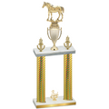 Double Gold Carbon Fiber Third Place Horses Trophy