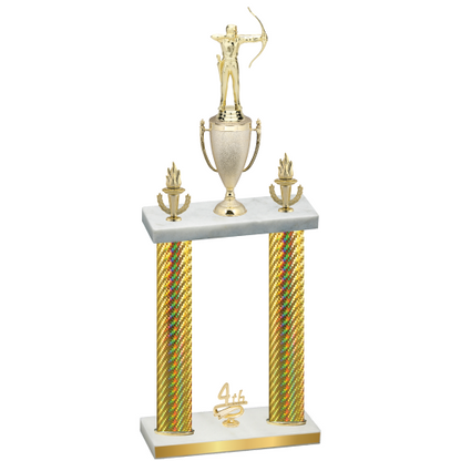 Double Gold Carbon Fiber Fourth Place Archery Trophy
