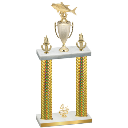 Double Gold Carbon Fiber Fourth Place Fishing Trophy
