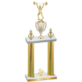 Double Gold Carbon Fiber Fourth Place Weights Trophy