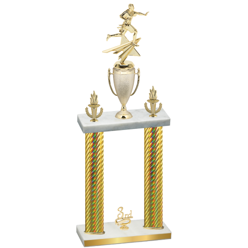 Double Gold Carbon Fiber Third Place Flag Football Trophy