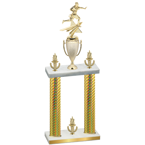 Double Gold Carbon Fiber Victory Flag Football Trophy
