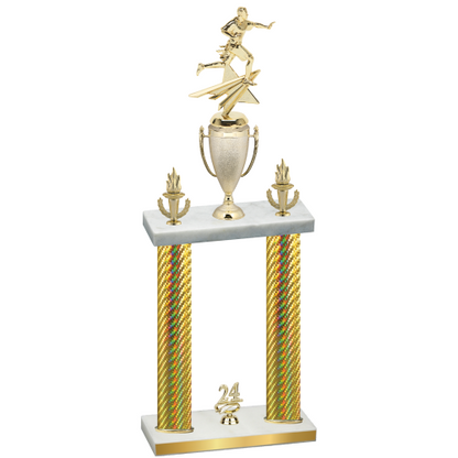 Double Gold Carbon Fiber Year Flag Football Trophy
