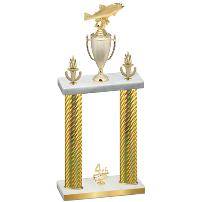 Double Gold Carbon Fiber Fourth Place Fishing Trophy